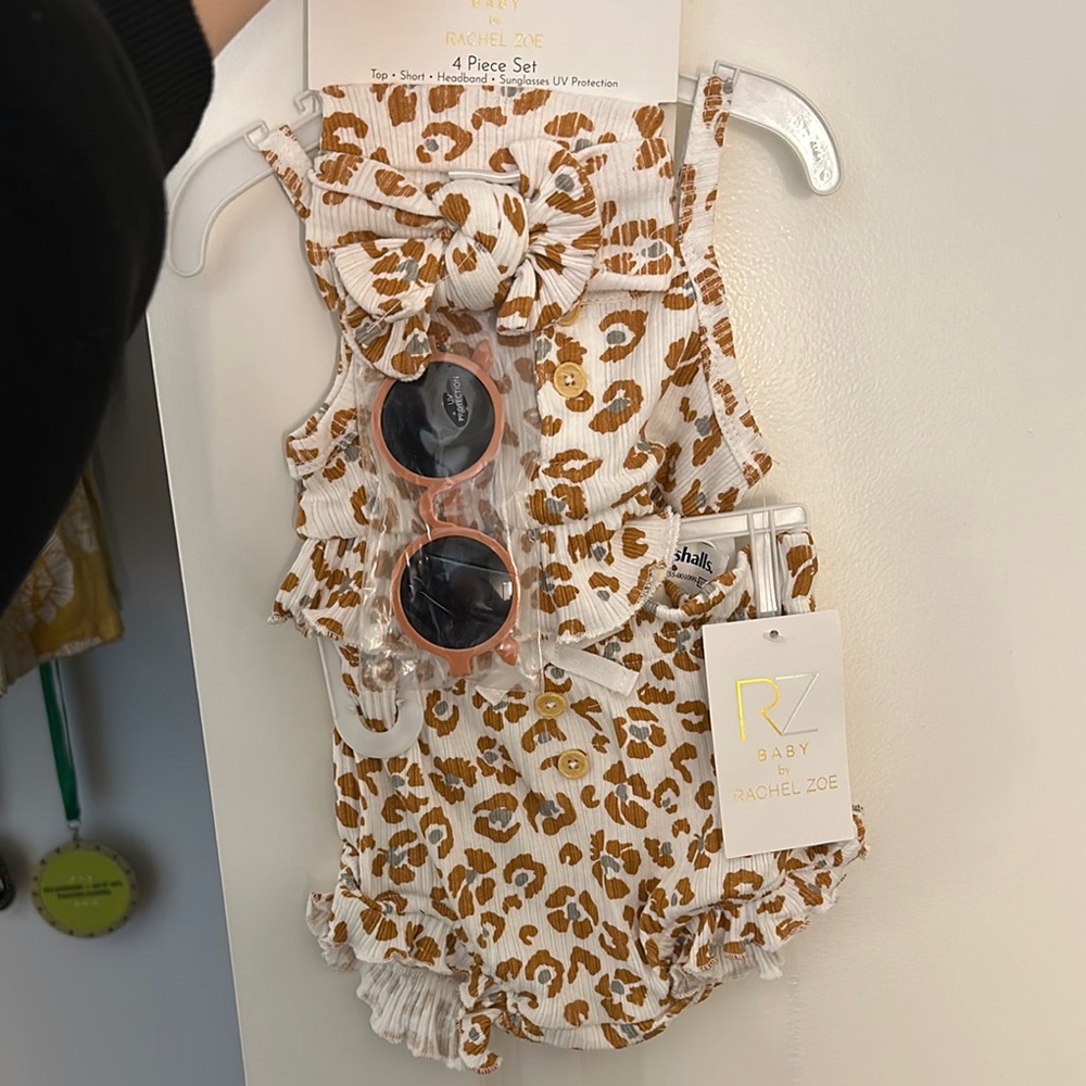 Rachel Zoe Baby Leopard Print Romper Set - Brown